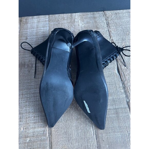 Steve Madden Allnight Lace-Up Stiletto Dress black leather Booties size 8.5 - Picture 6 of 8
